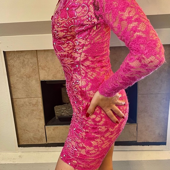 Pink Holt Dress and nude lining with stones and puffy paint - Picture 10 of 12